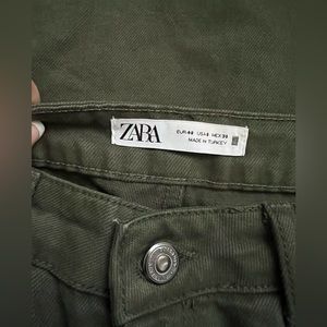 Zara Olive Green Flare Jeans